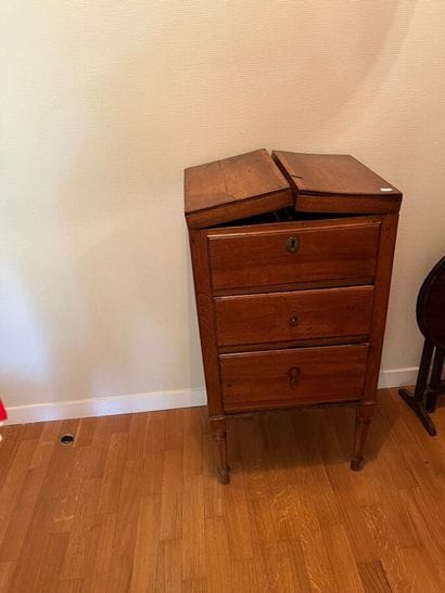 Walnut dressing table opening with two drawers...