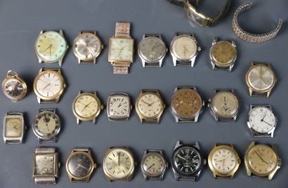 Set of 25 steel or gold-plated men's watch...