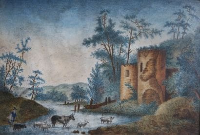 18th century SCHOOL
Animated landscape, 
Two...