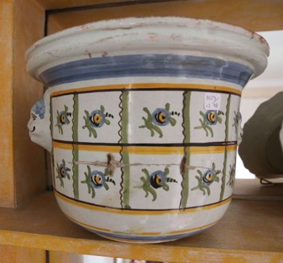 Cylindrical pot holder with two handles decorated...