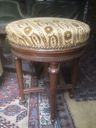 Two piano stools and a voyeuse in stained...