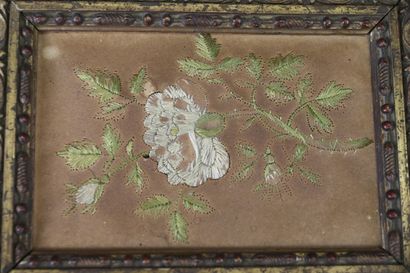 Two polychrome pearl purses, one dated 1822...