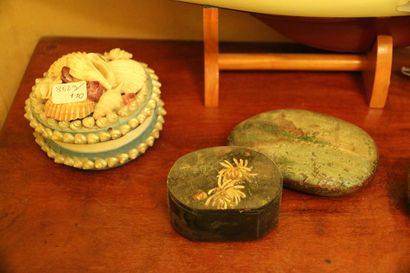 Set of display items including: a sailboat...