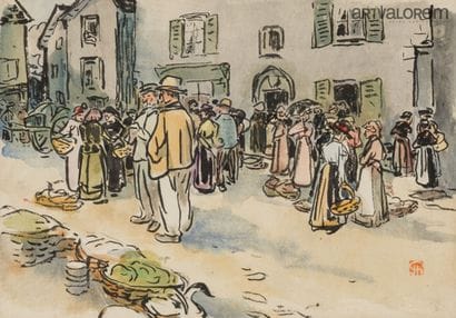 Jules CHADEL (1870-1942)
Busy market square...