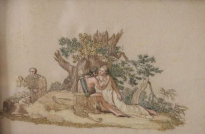 ECOLE early 19th century, 
Two needlepoint...