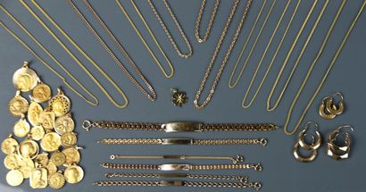 Gold-plated metal set including: 23 religious...
