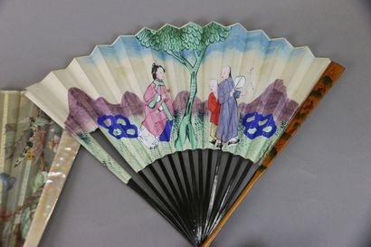Fan, the fabric leaf painted with butterflies...