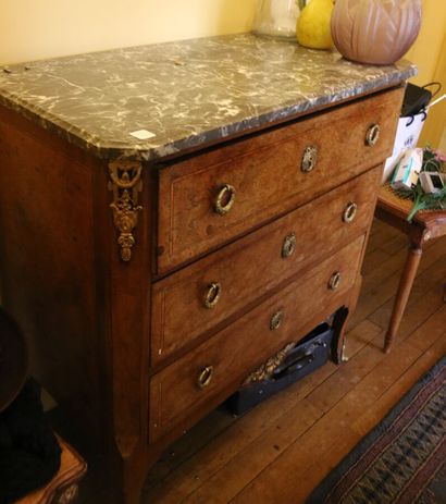 Three-drawer chest of drawers in walnut burl...
