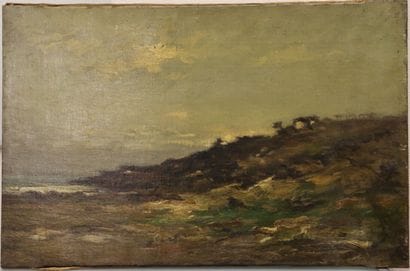 19th century FRENCH SCHOOL,
Seaside landscape,
Oil...