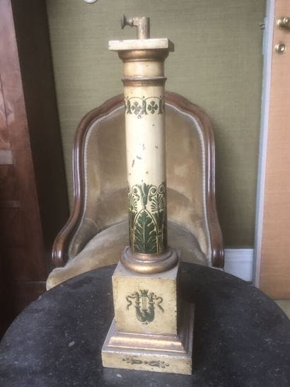 Polychrome lacquered sheet metal column decorated...