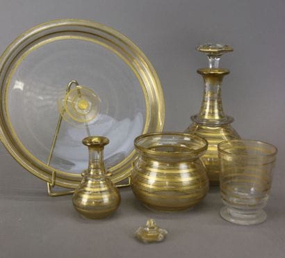 Crystal night service with gold filet decoration...