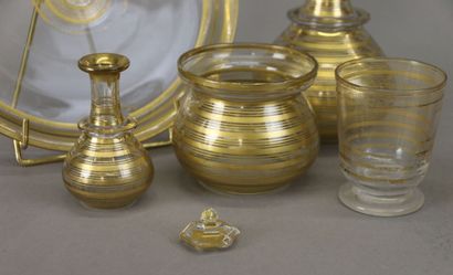 Crystal night service with gold filet decoration...