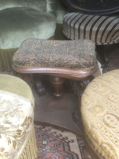 Two piano stools and a voyeuse in stained...