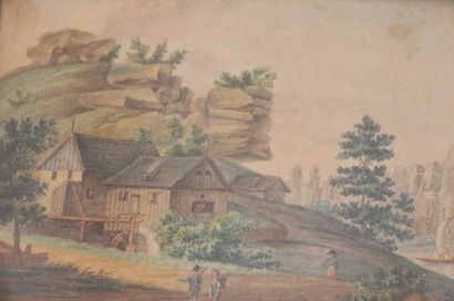 18th century SCHOOL
Animated landscape, 
Two...