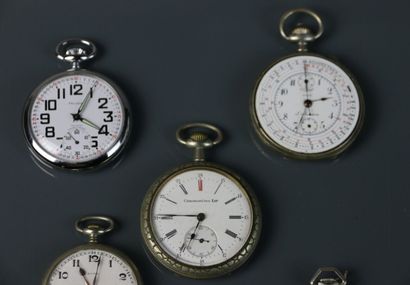 Set of eight metal pocket watches, one of...