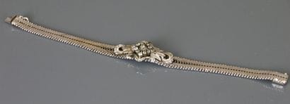 Silver braided link bracelet, centered with...