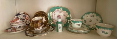 Part of a porcelain tea service with Imari-style...