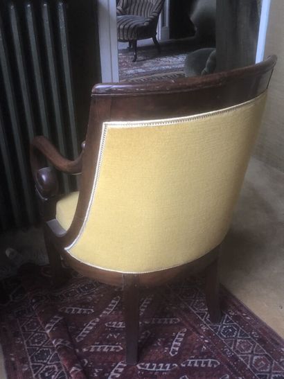Pair of molded and carved wooden armchairs,...