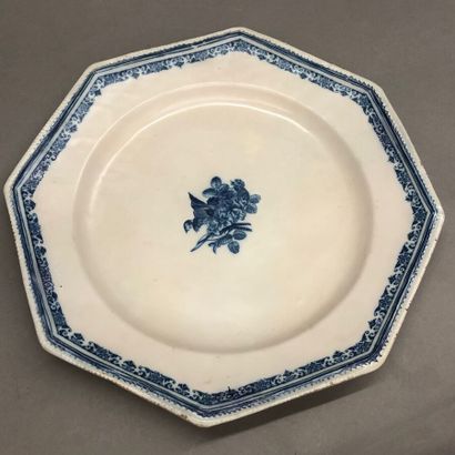 Octagonal earthenware dish decorated with...