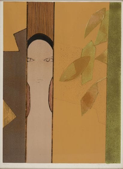 André MINAUX (1923-1986) 
Woman and foliage,...