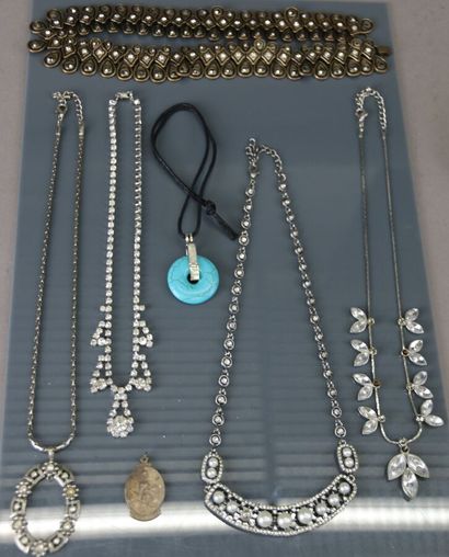 Set of costume jewelry including: rhinestone...