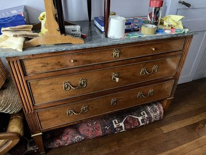 Mahogany and mahogany veneered chest of drawers...