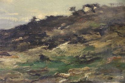 19th century FRENCH SCHOOL,
Seaside landscape,
Oil...