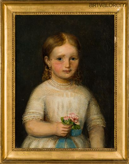 19th century FRENCH SCHOOL
Young girl richly...