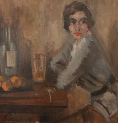 DELSART (20th century) 
Woman leaning, 
oil...