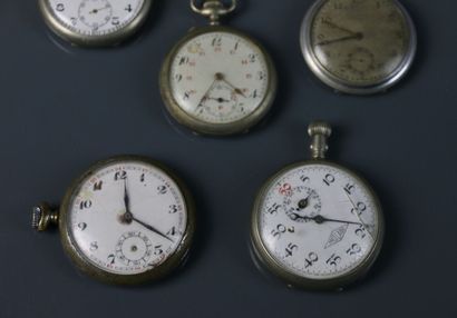 Set of eight metal pocket watches, one of...