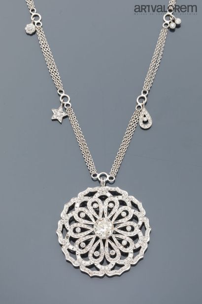 Pendant and chain in 750°/°° white gold,...
