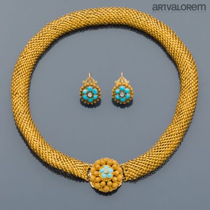 Half-set in yellow gold 750°/°° with graineti...