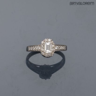 Ring in 585°/°° white gold, centered on an...