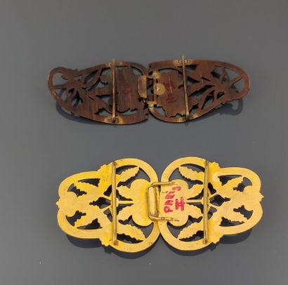 Two Art Nouveau belt buckles in openwork...