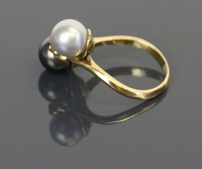 Ring in yellow gold 750°/°° set with two...