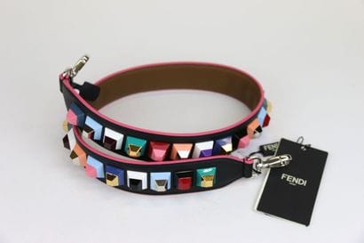 FENDI
Blue leather shoulder strap embellished...