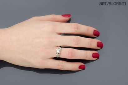 Ring in 750°/°° white gold and platinum,...