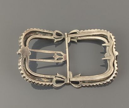 Silver-plated and gilded metal belt buckle...