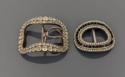 Metal men's shoe buckle adorned with Rhinestones....