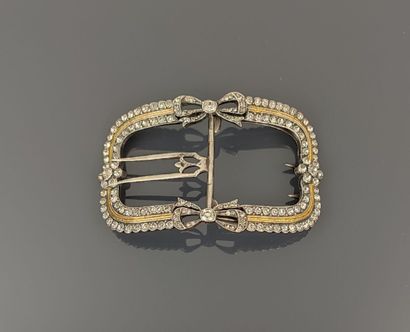 Silver-plated and gilded metal belt buckle...