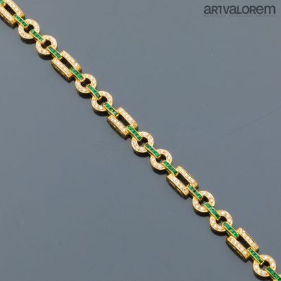 Bracelet in yellow gold 750°/°° with round...