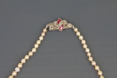 Necklace with 
- 62 natural drop pearls 3.3...