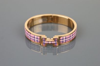 HERMÈS Paris
H-click bracelet, pink tartan...