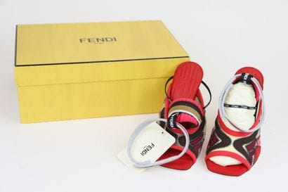 FENDI
Pair of heeled sandals in fabric and...