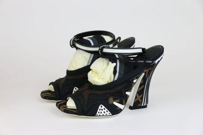 FENDI
Pair of heeled sandals in fabric and...