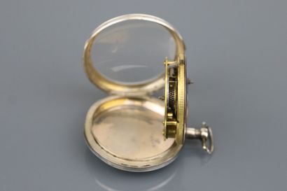 800°/°° silver pocket watch, off-center white...