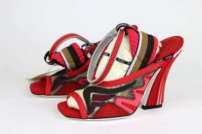 FENDI
Pair of heeled sandals in fabric and...