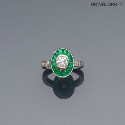 Ring in 750°/°° white gold, centered on a...