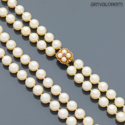 Necklace composed of two rows of choker cultured...