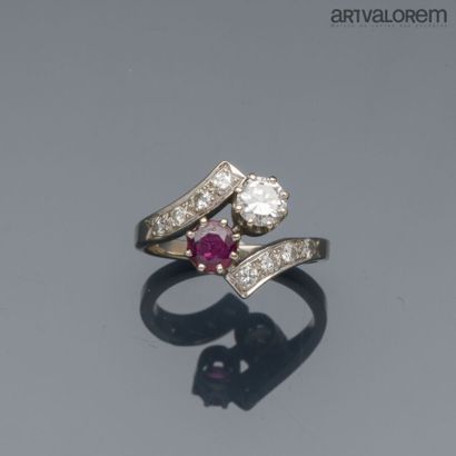 Toi et Moi ring in white gold 750°/°° set...